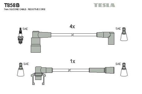 Комплект кабелiв запалювання TESLA T858B