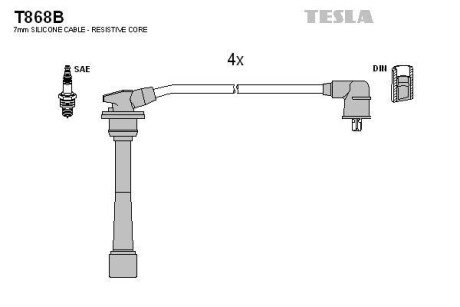 Комплект проводов зажигания TESLA T868B