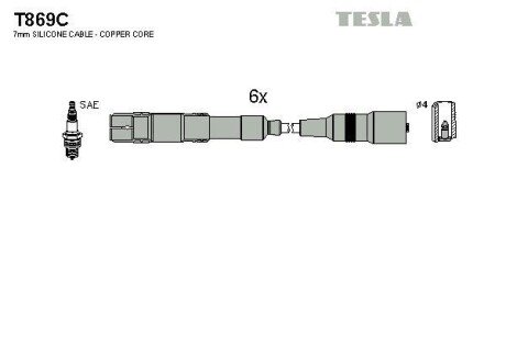 Комплект кабелiв запалювання TESLA T869C