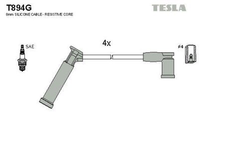 Комплект проводов зажигания TESLA T894G