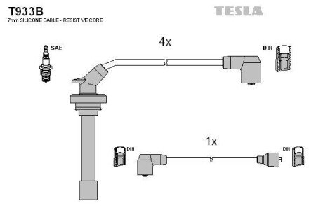 Комплект проводов зажигания TESLA T933B