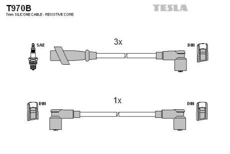 Комплект проводов зажигания TESLA T970B