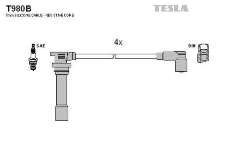 Провода высоковольтные, комплект Mazda 323S (94-02) BLATNA TESLA T980B