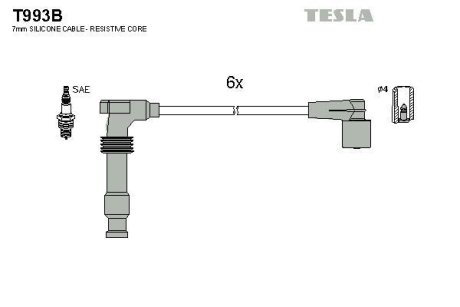 Дроти запалення, набір TESLA T993B