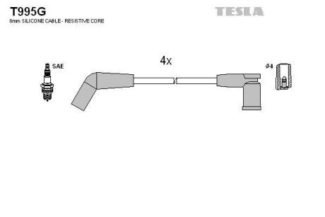 Комплект проводов зажигания TESLA T995G