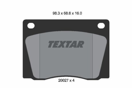 Комплект тормозных колодок, дисковый механизм TEXTAR 2002701