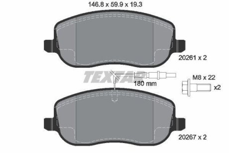 Комплект тормозных колодок, дисковый механизм TEXTAR 2026101