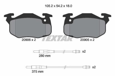 Комплект тормозных колодок, дисковый механизм TEXTAR 2090604 (фото 1)