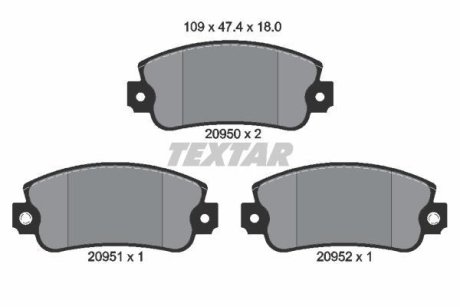 Комплект тормозных колодок, дисковый механизм TEXTAR 2095006