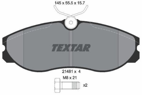 Гальмівні колодки, дискове гальмо (набір) TEXTAR 2148101