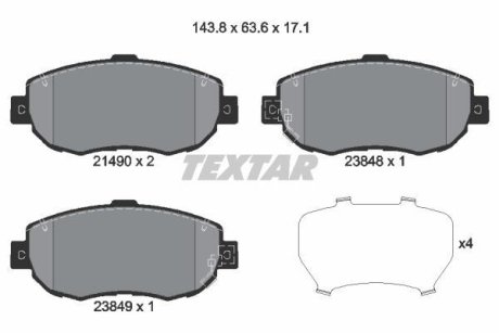 Комплект тормозных колодок, дисковый механизм TEXTAR 2149001