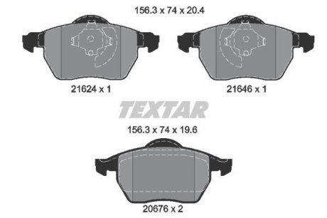 Комплект тормозных колодок, дисковый механизм TEXTAR 2162402