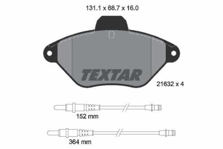 Комплект тормозных колодок, дисковый механизм TEXTAR 2163201