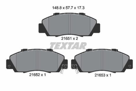 Комплект тормозных колодок, дисковый механизм TEXTAR 2165101