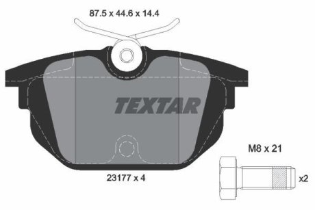 Комплект тормозных колодок, дисковый механизм TEXTAR 2317703