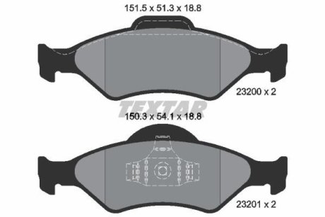 Комплект тормозных колодок, дисковый механизм TEXTAR 2320001 (фото 1)