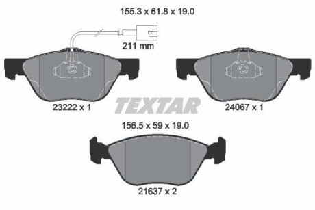 Комплект тормозных колодок, дисковый механизм TEXTAR 2322201