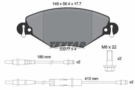 Гальмівні колодки, дискове гальмо (набір) TEXTAR 2327701