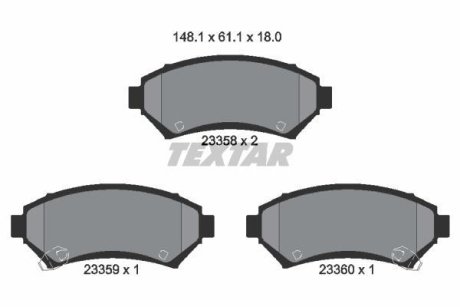 Комплект тормозных колодок, дисковый механизм TEXTAR 2335801 (фото 1)