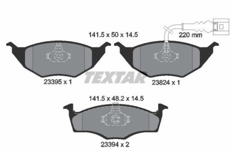 Комплект тормозных колодок, дисковый механизм TEXTAR 2339502