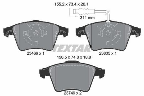 Комплект тормозных колодок, дисковый механизм TEXTAR 2346901