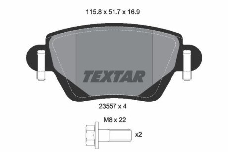 Комплект тормозных колодок, дисковый механизм TEXTAR 2355702