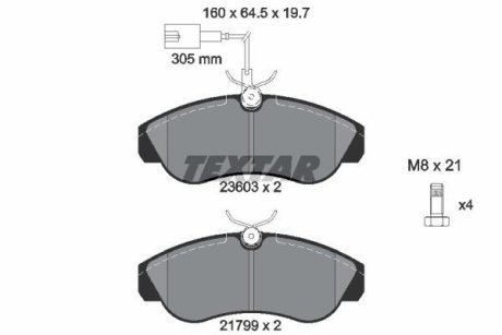 Гальмівні колодки, дискове гальмо (набір) TEXTAR 2360301