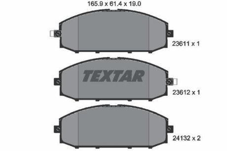 Комплект тормозных колодок, дисковый механизм TEXTAR 2361101