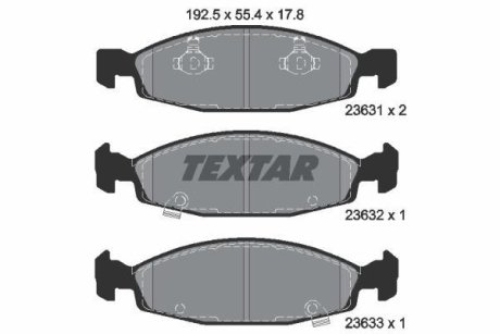 Комплект тормозных колодок, дисковый механизм TEXTAR 2363101