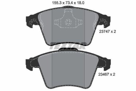 Гальмівні колодки, дискове гальмо (набір) TEXTAR 2374701