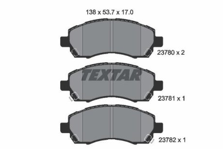 Комплект тормозных колодок, дисковый механизм TEXTAR 2378001