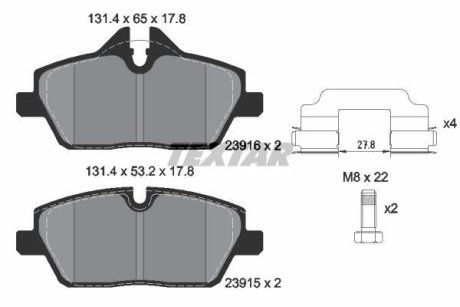 Комплект тормозных колодок, дисковый механизм TEXTAR 2391601 (фото 1)