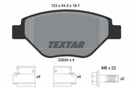 Колодки гальмівні дискові, комплект TEXTAR 2393401