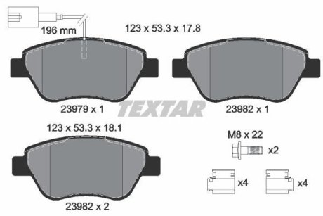 Комплект тормозных колодок, дисковый механизм TEXTAR 2397901