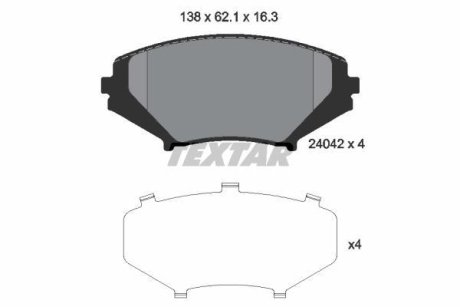 Комплект тормозных колодок, дисковый механизм TEXTAR 2404201