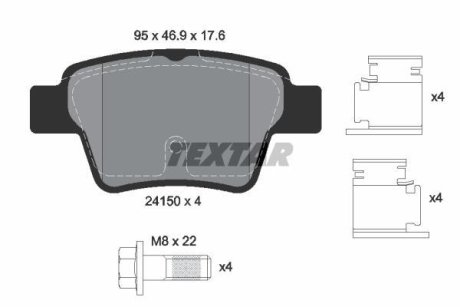 Гальмівні колодки, дискове гальмо (набір) TEXTAR 2415001