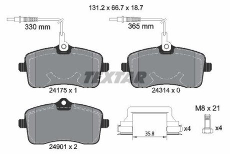 Колодки тормозные дисковые, к-кт. TEXTAR 2417501