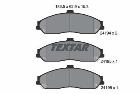 Комплект тормозных колодок, дисковый механизм TEXTAR 2419401