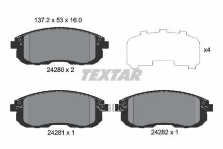 Комплект тормозных колодок, дисковый механизм TEXTAR 2428001