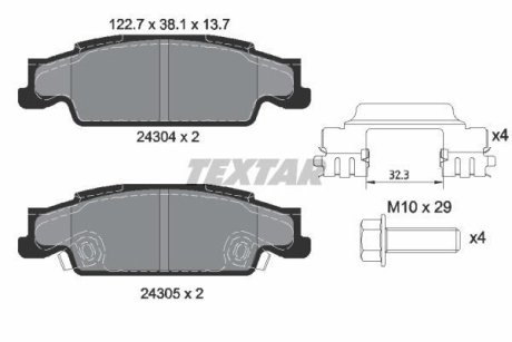 Комплект тормозных колодок, дисковый механизм TEXTAR 2430402