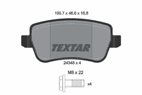 Комплект тормозных колодок, дисковый механизм TEXTAR 2434801