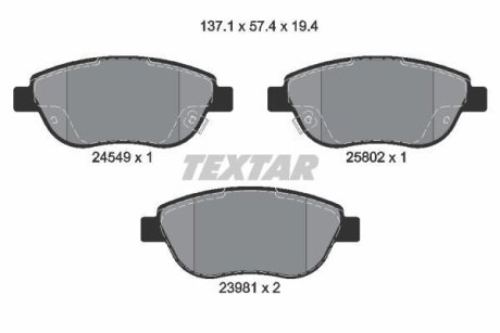 Комплект тормозных колодок, дисковый механизм TEXTAR 2454901