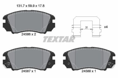 Комплект тормозных колодок, дисковый механизм TEXTAR 2458601