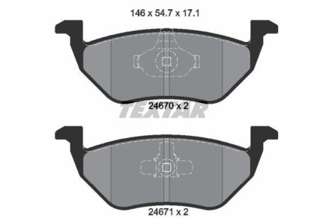 Гальмівні колодки, дискове гальмо (набір) TEXTAR 2467001 (фото 1)