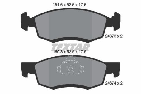 Гальмівні колодки, дискове гальмо (набір) TEXTAR 2467301