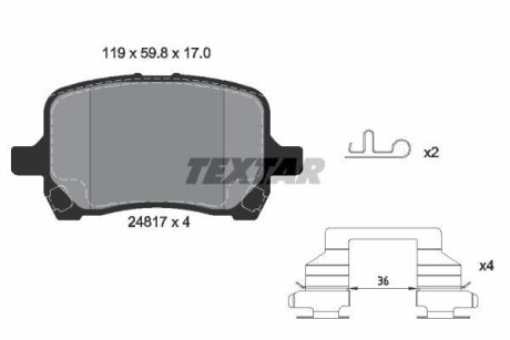 Комплект тормозных колодок, дисковый механизм TEXTAR 2481701