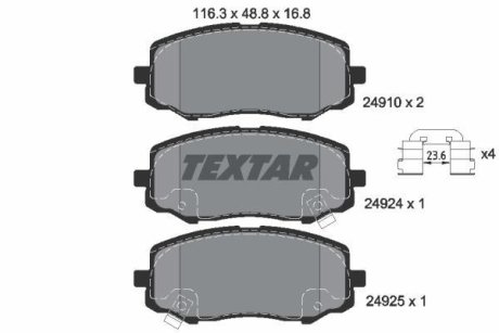 Гальмівні колодки, дискове гальмо (набір) TEXTAR 2491001