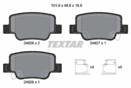 Комплект тормозных колодок, дисковый механизм TEXTAR 2492601