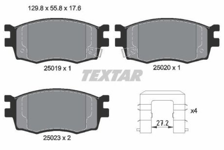 Гальмівні колодки, дискове гальмо (набір) TEXTAR 2501901