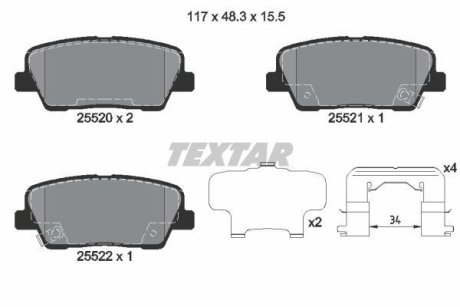 Гальмівні колодки (набір) TEXTAR 2552003